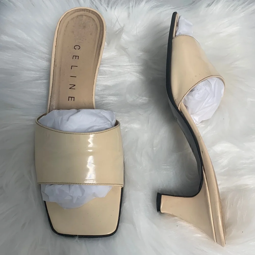 Authentic Celine kitten wedges / slides